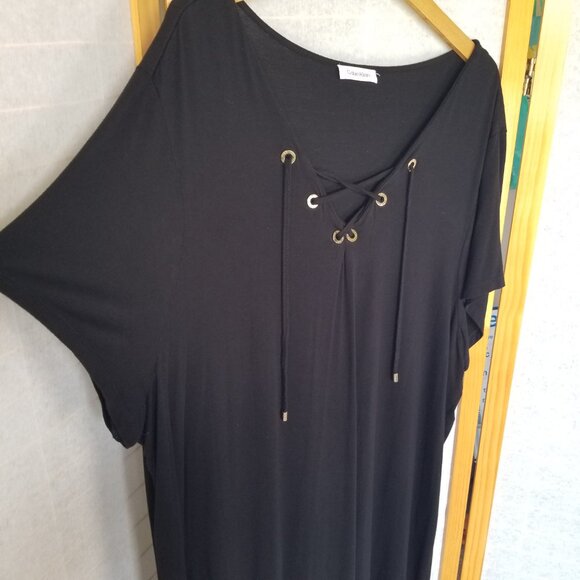 Calvin Klein Leveled Up Lace Up Swim Cover Black Size 2X - Picture 4 of 9